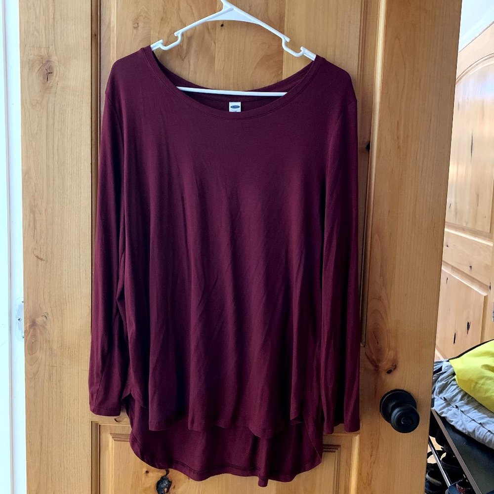 Old Navy Luxe Tee Long Sleeve Maroon